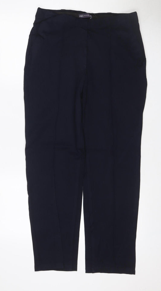 Marks and Spencer Women's Blue UK 12 Wide Leg Tailored Trousers