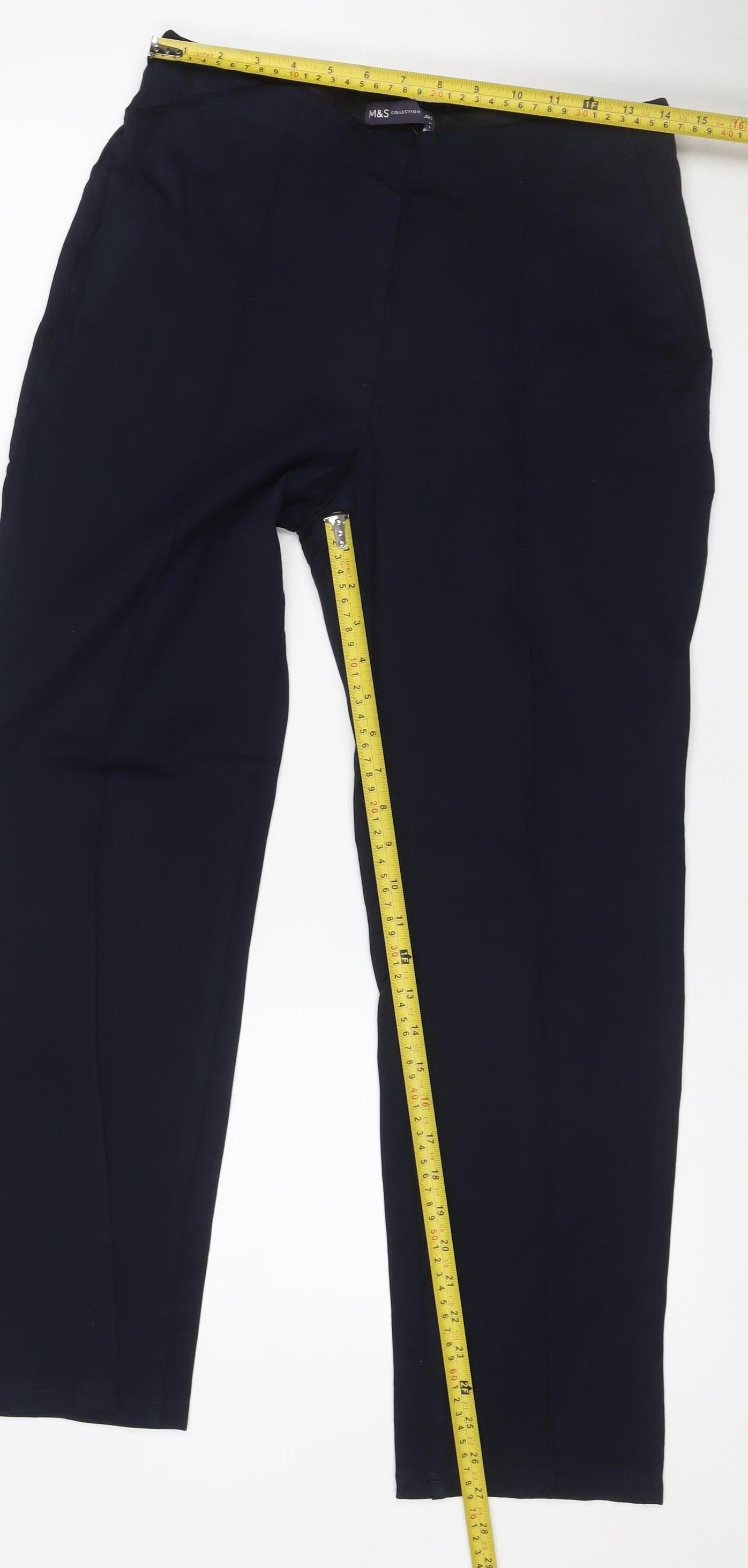 Marks and Spencer Women's Blue UK 12 Wide Leg Tailored Trousers