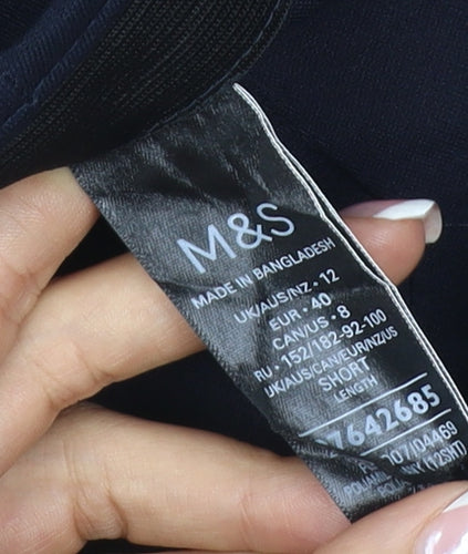 Marks and Spencer Women's Blue UK 12 Wide Leg Tailored Trousers