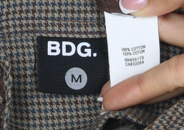 BDG Men’s Brown Check Cotton Button Front Jacket Size M