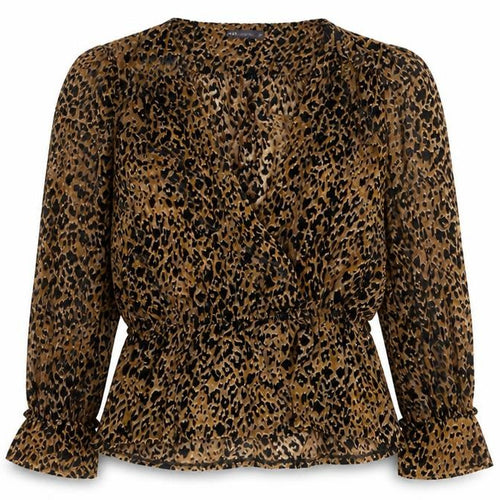 Marks and Spencer Women Brown Leopard Print Wrap Blouse Size 20