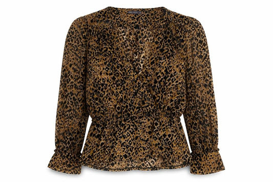 Marks and Spencer Women Brown Leopard Print Wrap Blouse Size 20