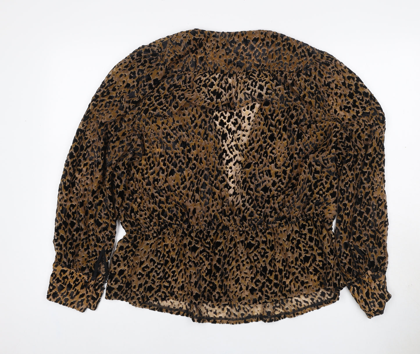 Marks and Spencer Women Brown Leopard Print Wrap Blouse Size 20