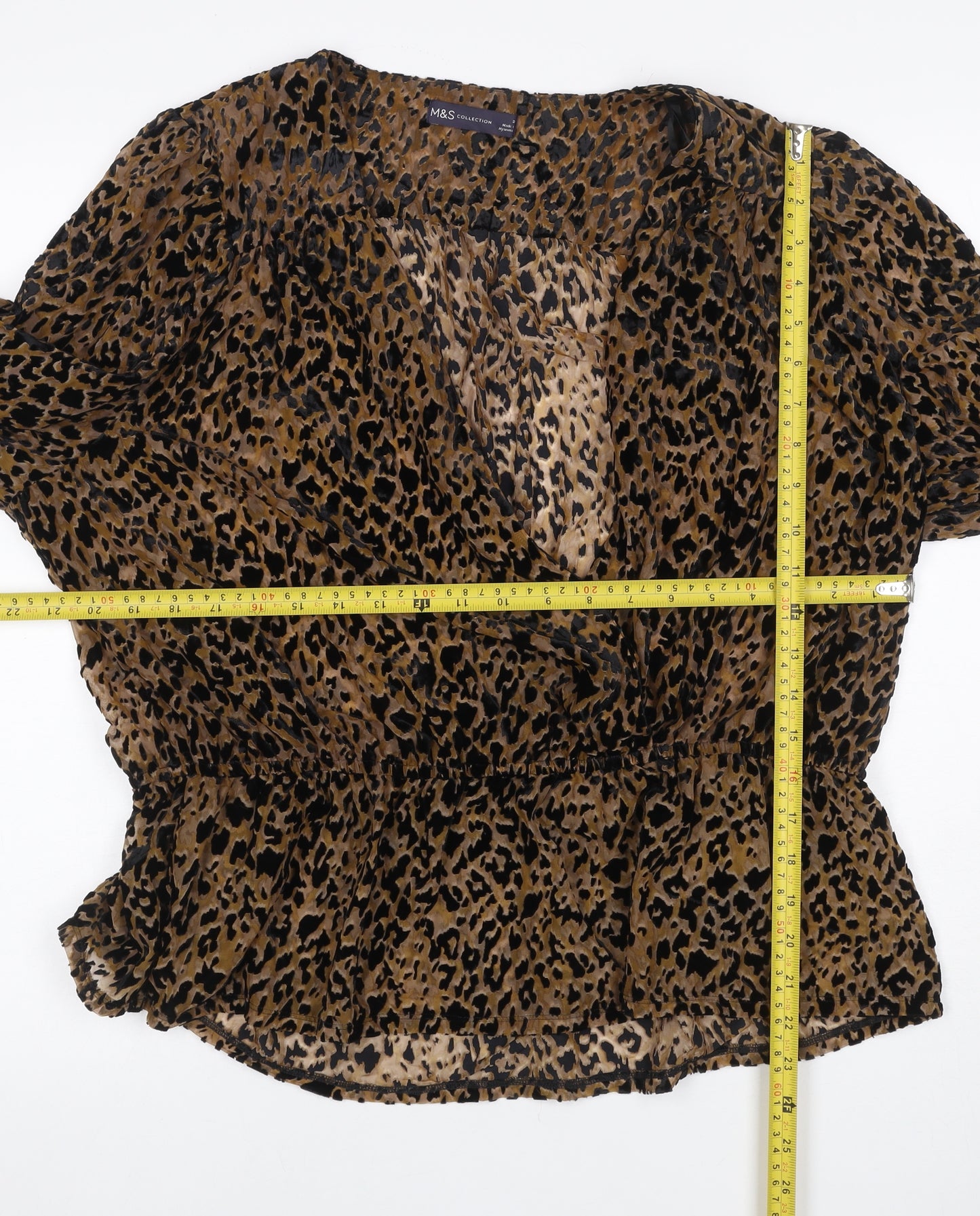 Marks and Spencer Women Brown Leopard Print Wrap Blouse Size 20