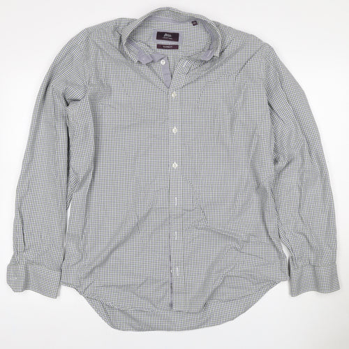 Marks & Spencer Men Multicolour Check 16.5 Slim Twill Shirt