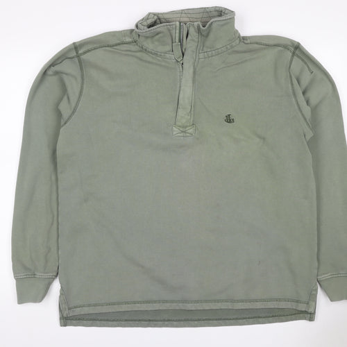 Lazy Jacks Men Green L 1/4 Zip High Neck Logo Sweatshirt