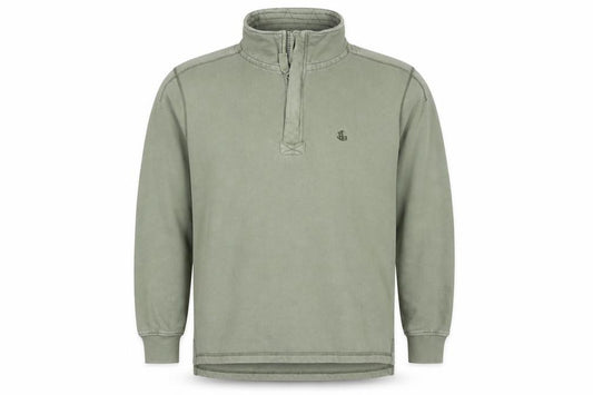 Lazy Jacks Men Green L 1/4 Zip High Neck Logo Sweatshirt