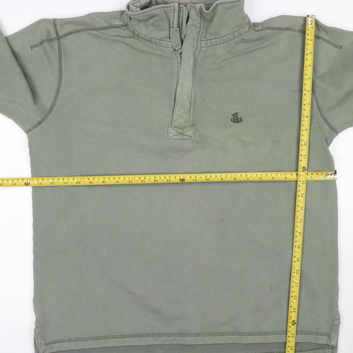 Lazy Jacks Men Green L 1/4 Zip High Neck Logo Sweatshirt