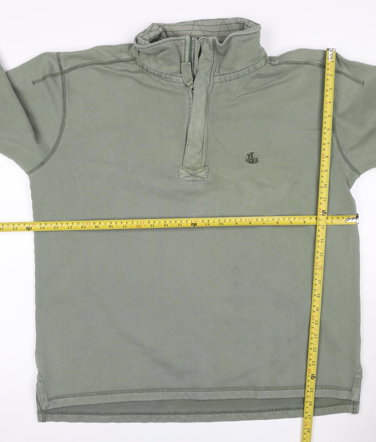 Lazy Jacks Men Green L 1/4 Zip High Neck Logo Sweatshirt