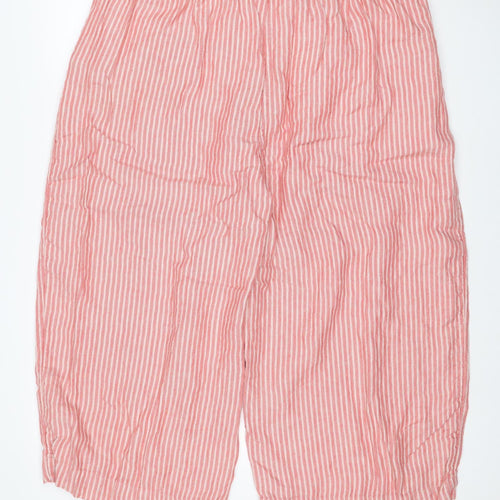 M&S Women’s Pink Stripe Size 18 Cropped Wide Leg Tie Trousers