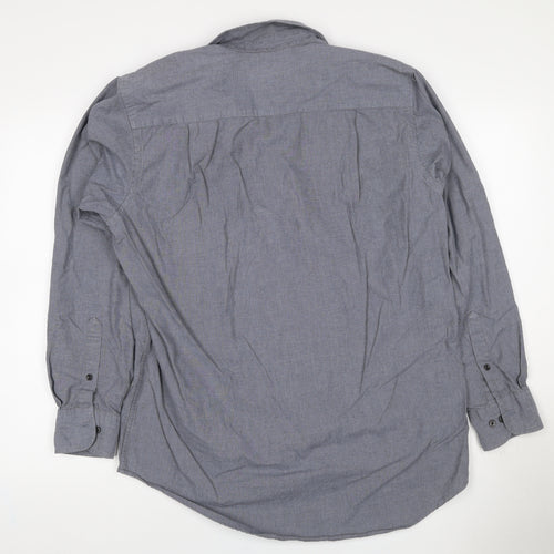 Van Heusen Men Grey 15.5 Regular Fit Cotton Long Sleeve Button-Up Shirt