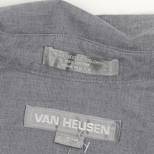 Van Heusen Men Grey 15.5 Regular Fit Cotton Long Sleeve Button-Up Shirt