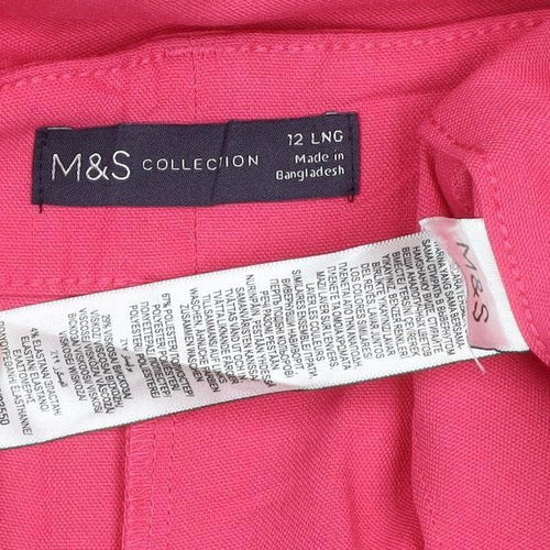 Marks and Spencer Women’s Pink Size 12 Long Wide-Leg Trousers