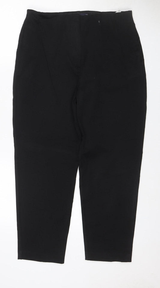 Marks & Spencer Women Black Size 12 Regular Straight Dress Trousers