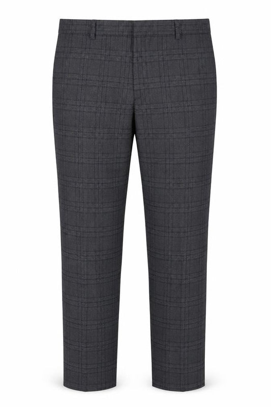 Marks & Spencer Men's Grey Check 32 Regular Dress Trousers
