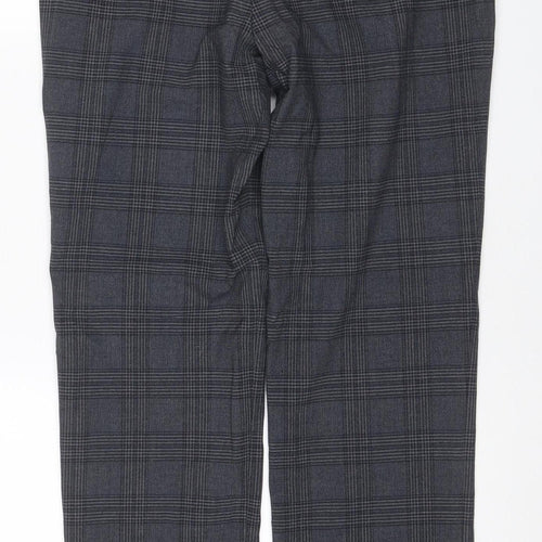 Marks & Spencer Men's Grey Check 32 Regular Dress Trousers