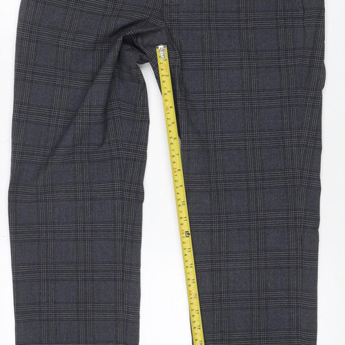 Marks & Spencer Men's Grey Check 32 Regular Dress Trousers