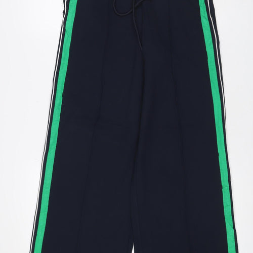 Marks & Spencer Women Blue UK 6 Wide-Leg Jogger Trousers Green Stripe