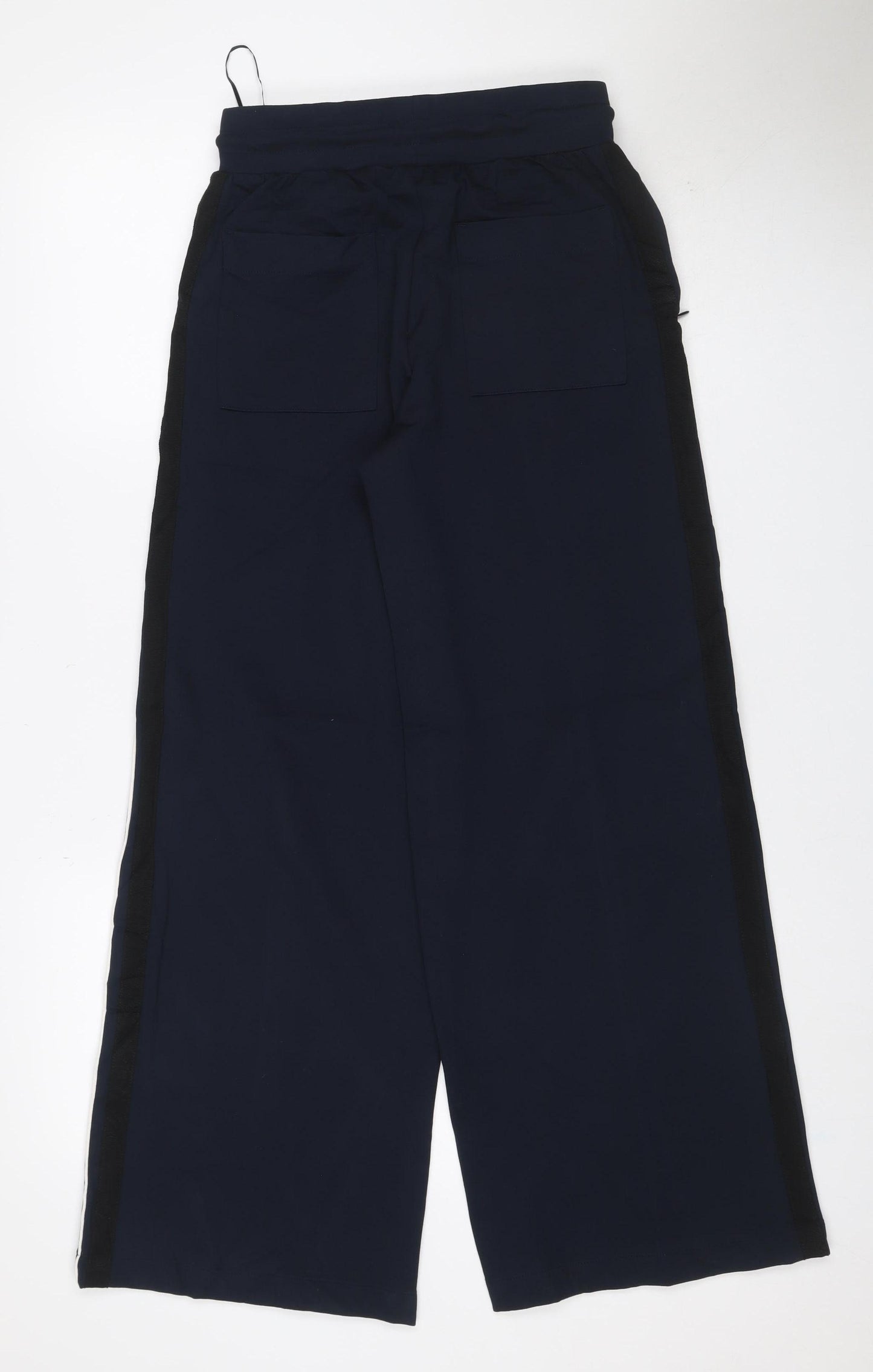 Marks & Spencer Women Blue UK 6 Wide-Leg Jogger Trousers Green Stripe