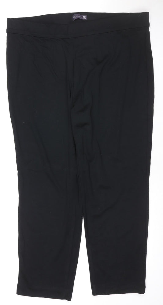 Marks and Spencer Women's Black Size 18 Short Straight Leg Stretch Trousers