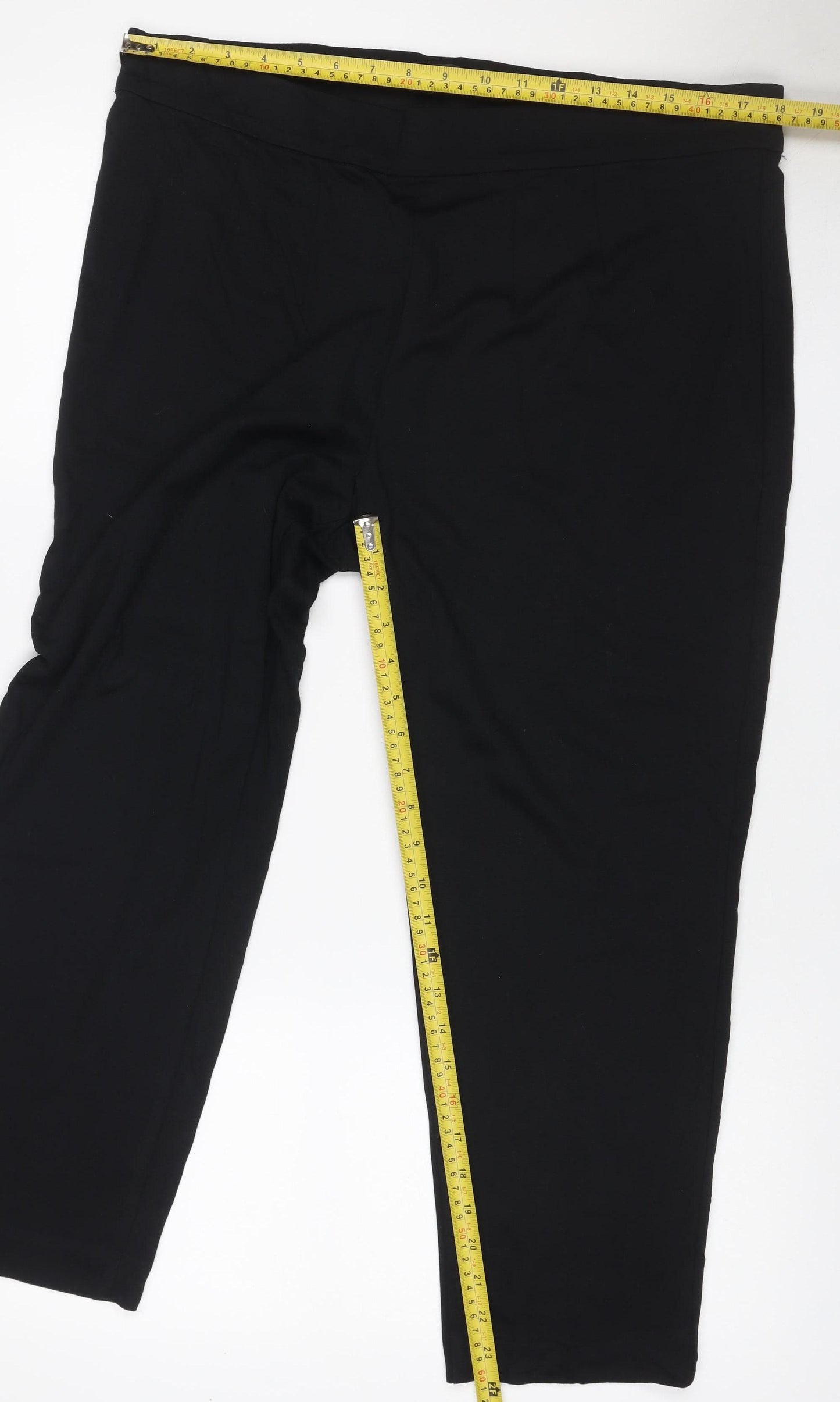Marks and Spencer Women's Black Size 18 Short Straight Leg Stretch Trousers