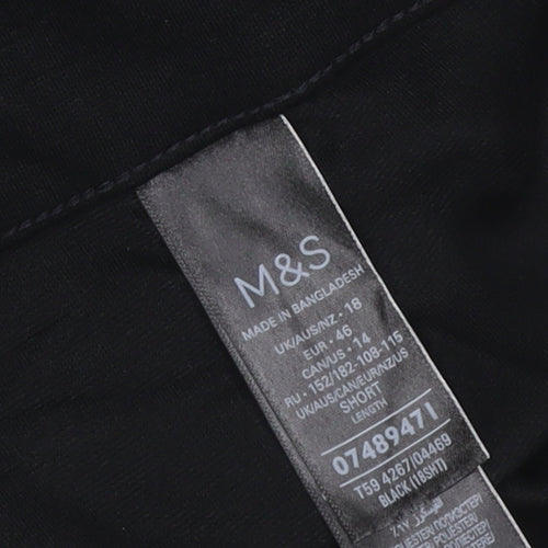 Marks and Spencer Women's Black Size 18 Short Straight Leg Stretch Trousers