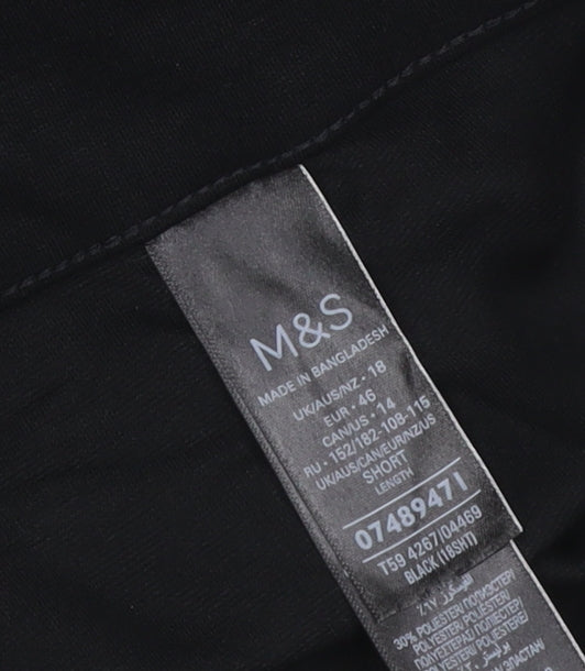Marks and Spencer Women's Black Size 18 Short Straight Leg Stretch Trousers