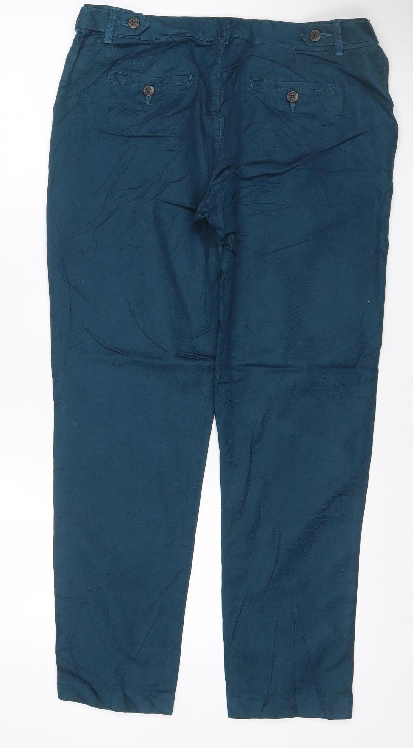 Fat Face Women’s Blue Size 12 Straight Linen Blend Jeans