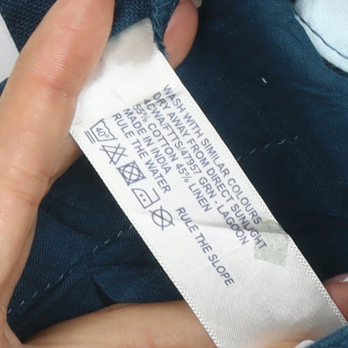 Fat Face Women’s Blue Size 12 Straight Linen Blend Jeans