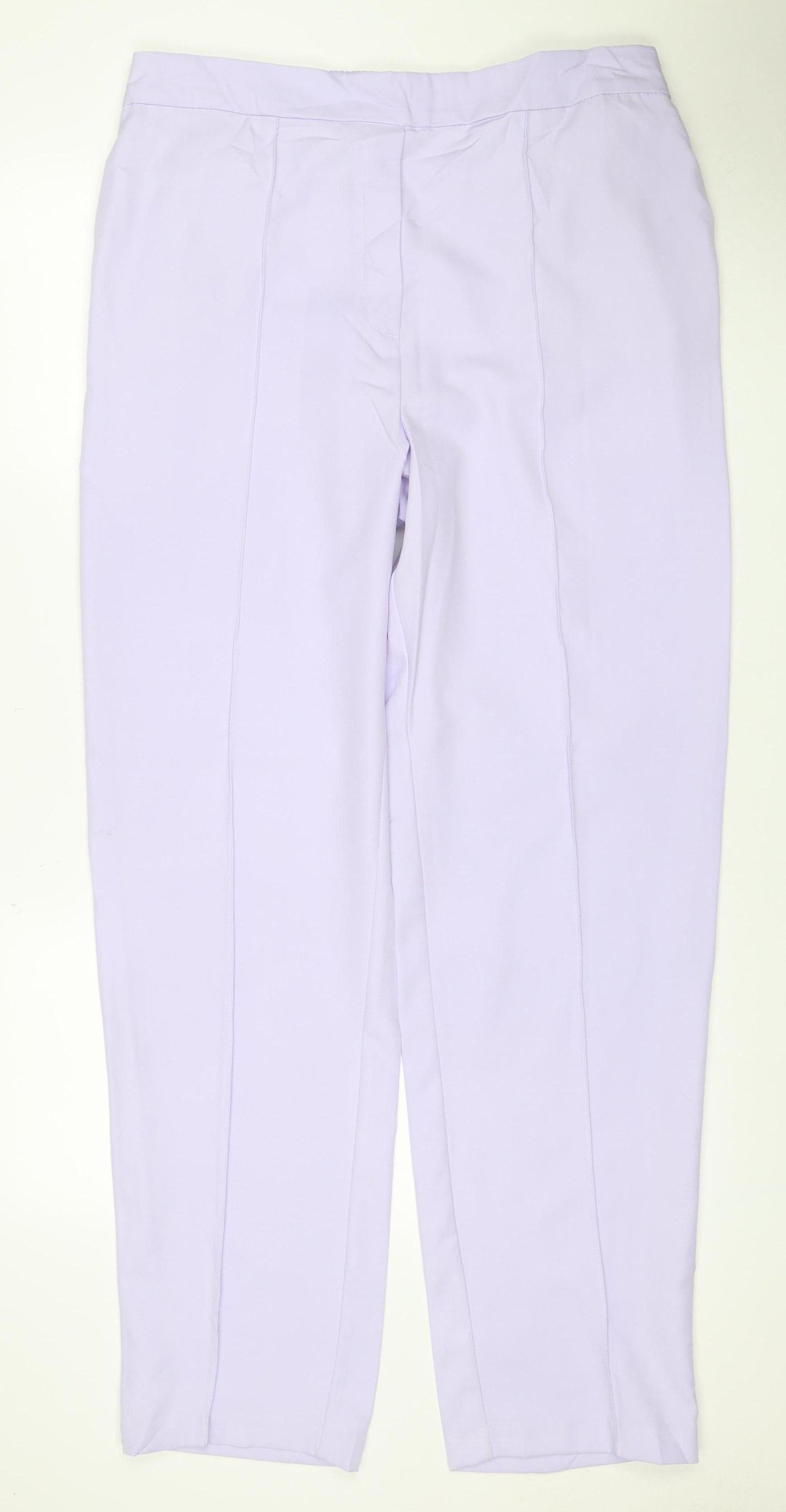 M&S Womens Purple UK 16 Elastic Waist Straight Trousers