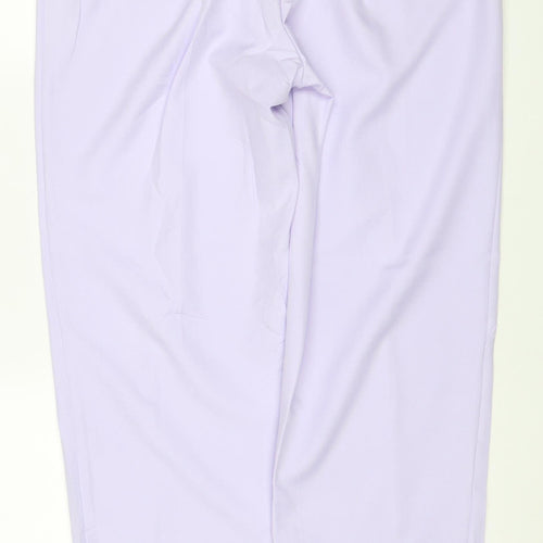 M&S Womens Purple UK 16 Elastic Waist Straight Trousers