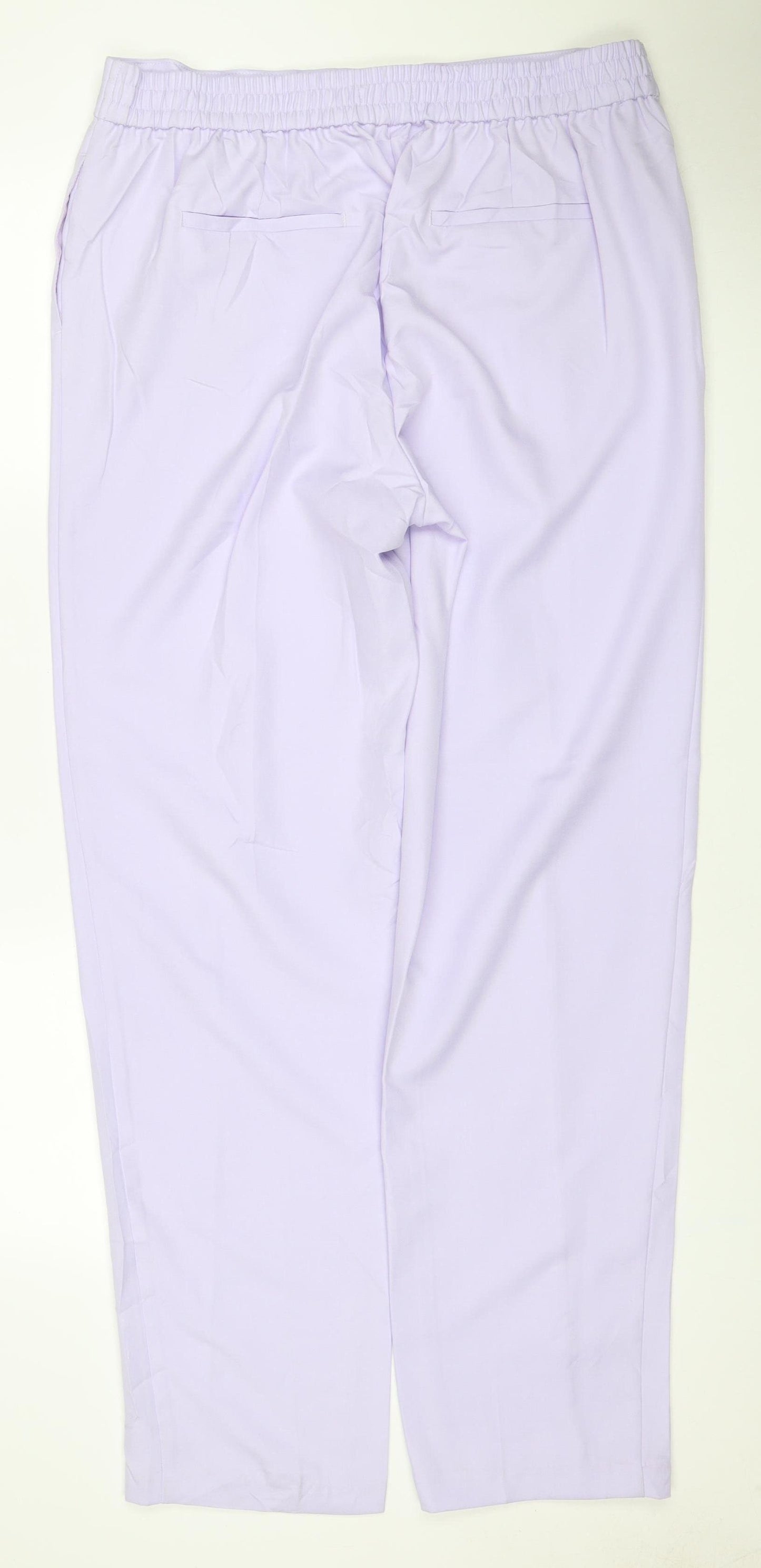 M&S Womens Purple UK 16 Elastic Waist Straight Trousers