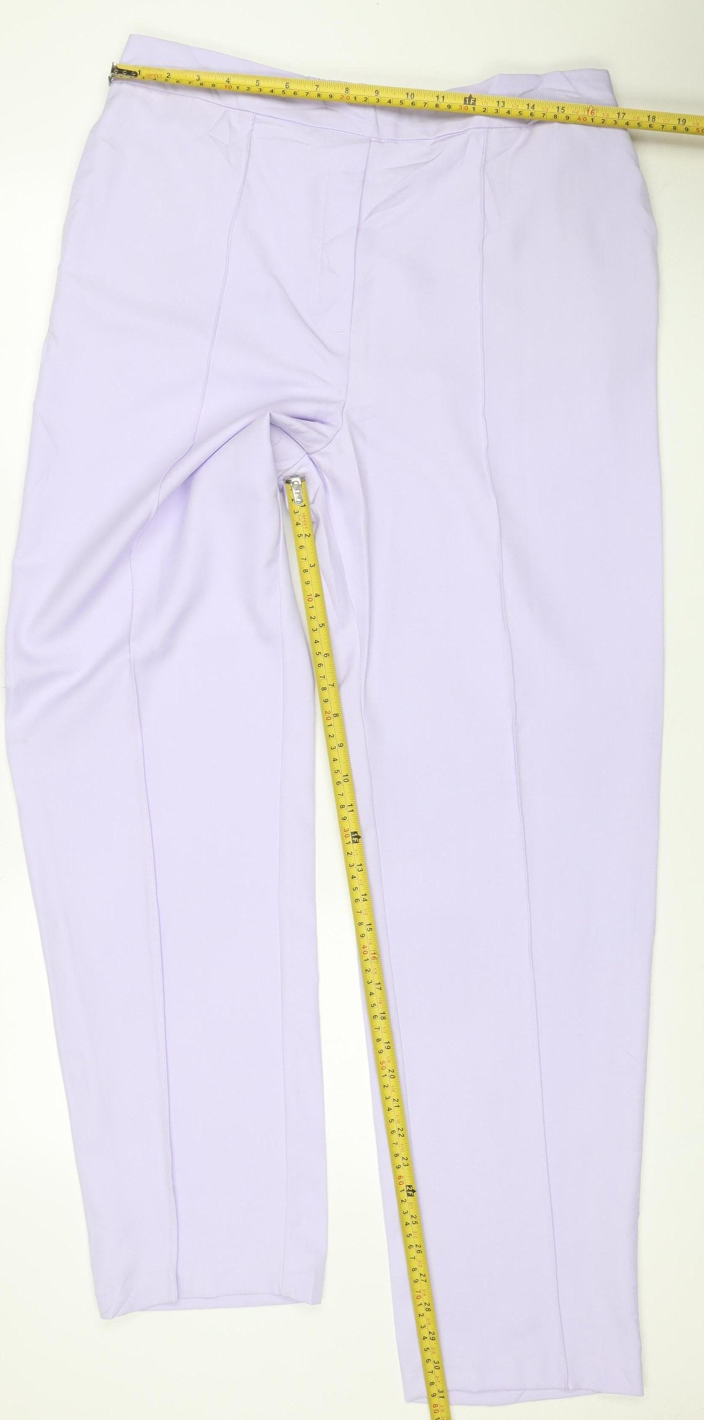 M&S Womens Purple UK 16 Elastic Waist Straight Trousers