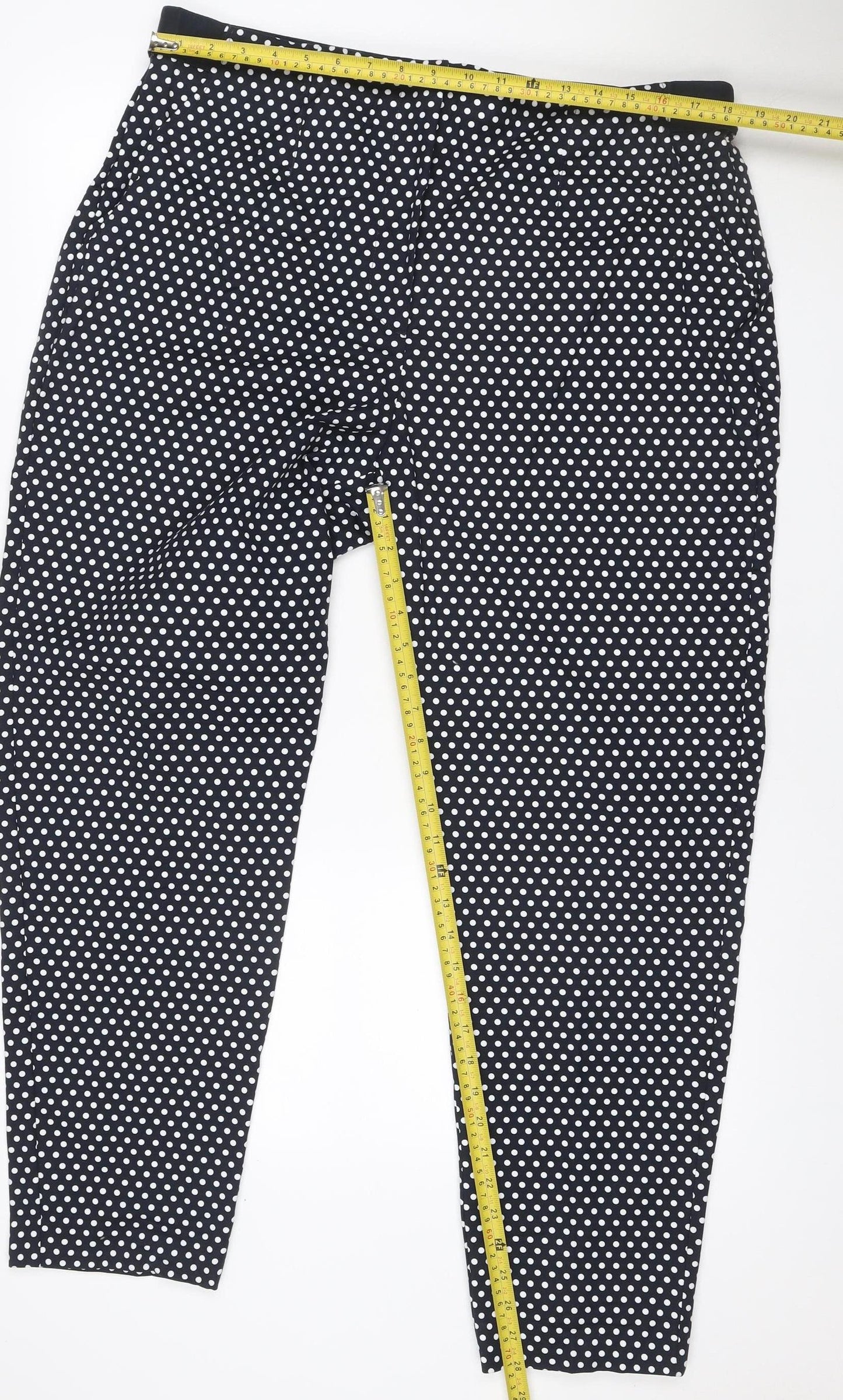 M&S Collection Women’s Black White Polka Dot Straight Trousers UK 20