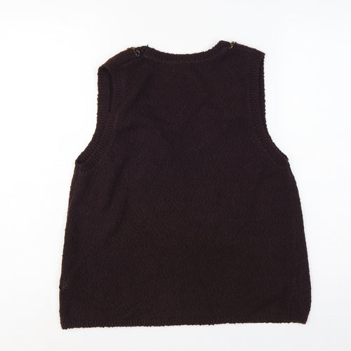 Marks and Spencer Women Brown M Knit Scoop Neck Chain Trim Tank Top