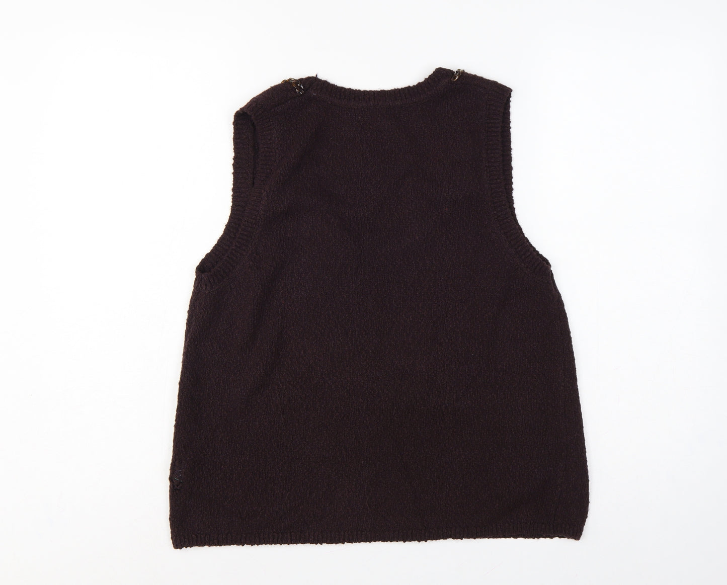 Marks and Spencer Women Brown M Knit Scoop Neck Chain Trim Tank Top