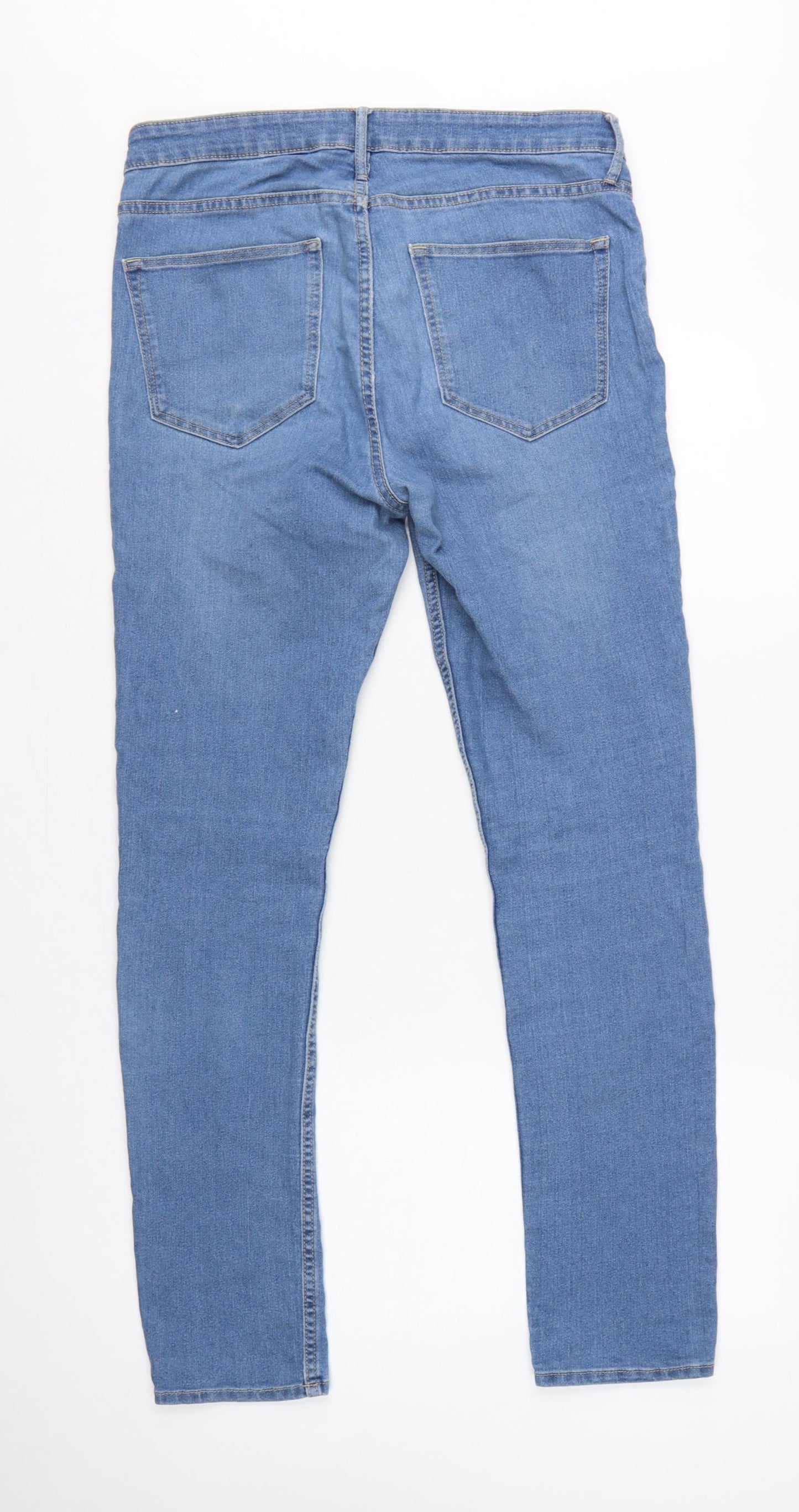 H&M Women Blue UK 14 Skinny Ankle Mid Rise Stretch Jeans