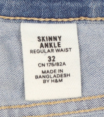 H&M Women Blue UK 14 Skinny Ankle Mid Rise Stretch Jeans