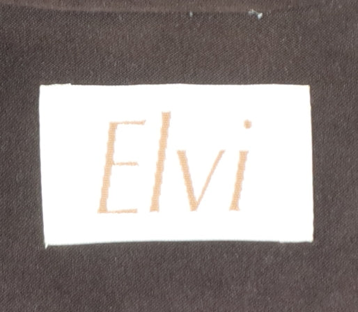 Elvi Women Brown UK 24 Long Stretch Button Lined Blazer Coat