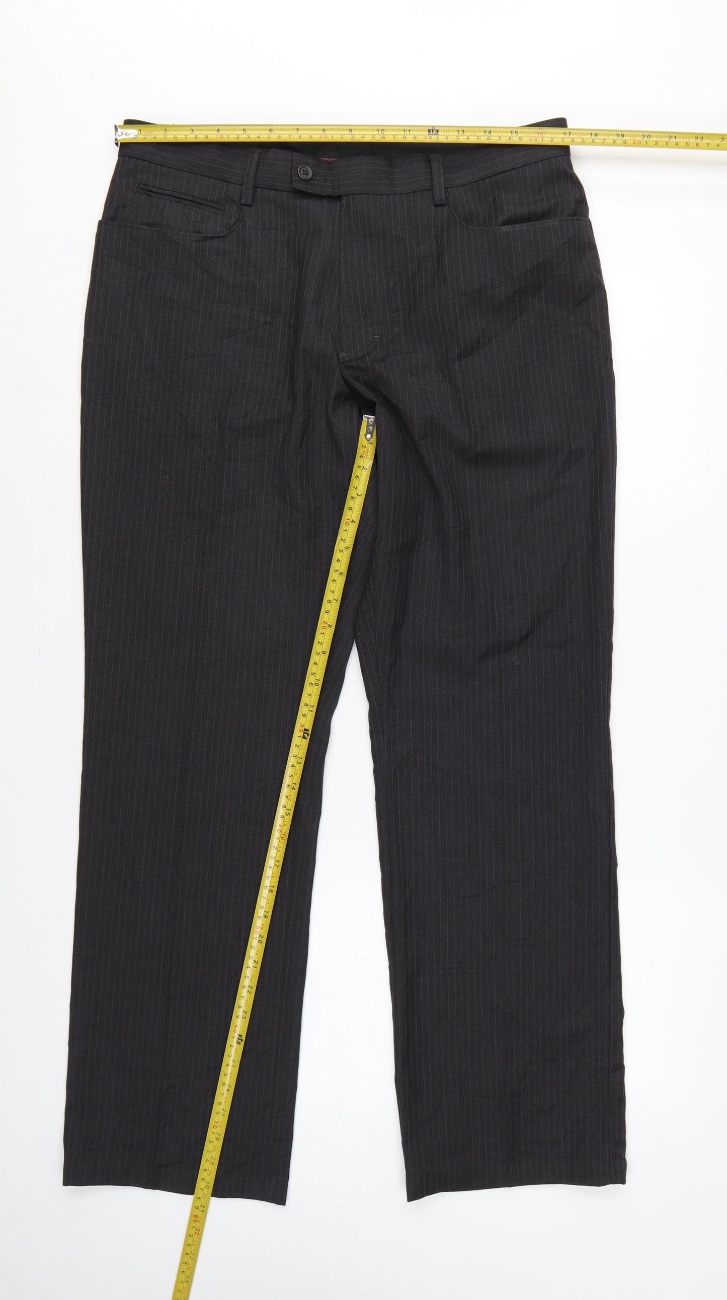 Next Men’s Black Pinstripe Regular Fit Dress Trousers 34R