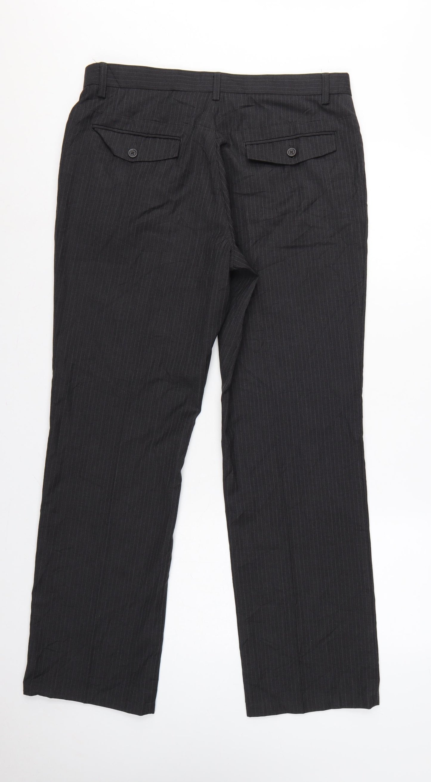 Next Men’s Black Pinstripe Regular Fit Dress Trousers 34R