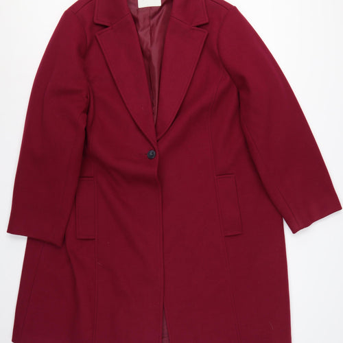 George Women’s Red Size 24 Long Single-Breasted Lined Overcoat