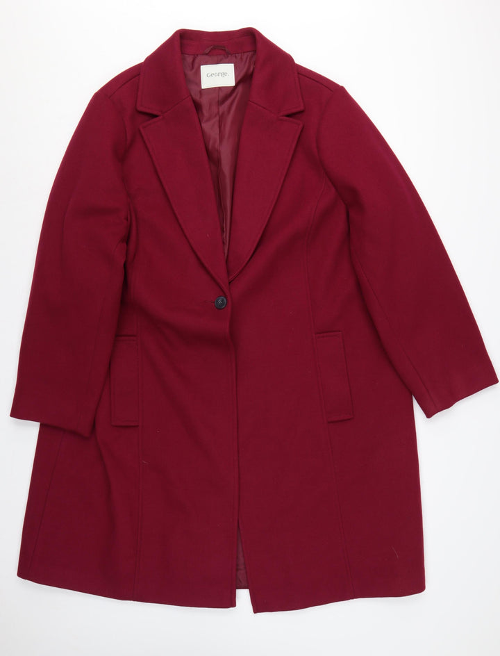 George Women’s Red Size 24 Long Single-Breasted Lined Overcoat
