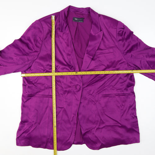 Marks & Spencer Women Purple UK 24 Tuxedo Blazer Shawl Lapel Viscose