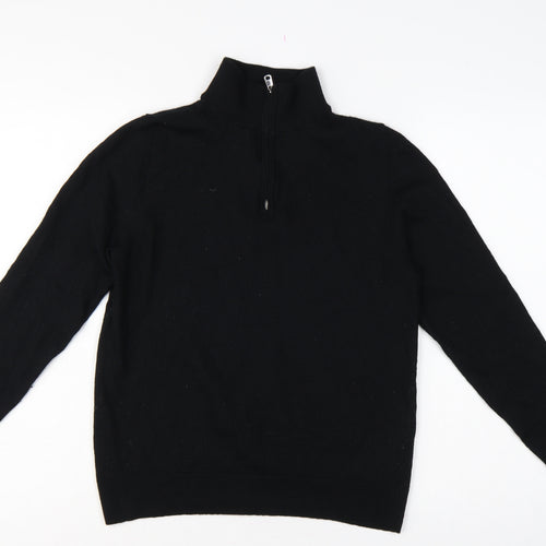 Autograph Men’s Black M Merino Wool 1/4 Zip High Neck Jumper