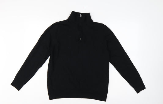 Autograph Men’s Black M Merino Wool 1/4 Zip High Neck Jumper
