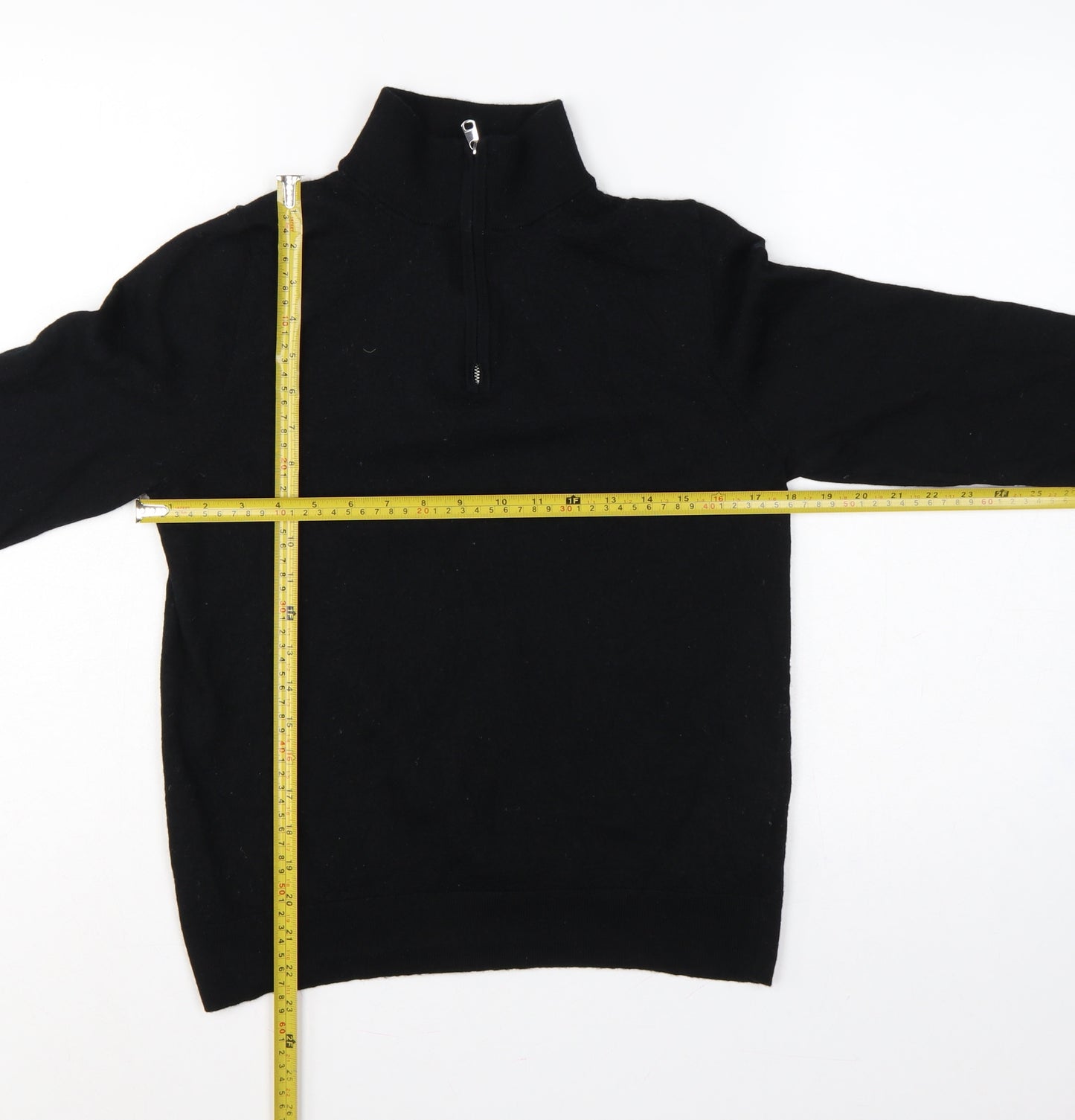 Autograph Men’s Black M Merino Wool 1/4 Zip High Neck Jumper