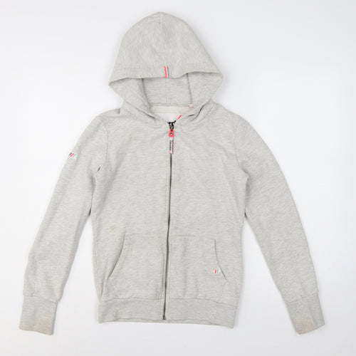 Superdry Women Grey S Full Zip Hooded Logo Fleece Hoodie