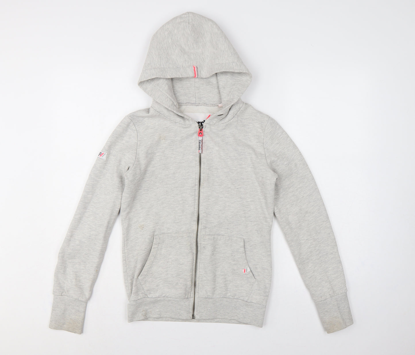 Superdry Women Grey S Full Zip Hooded Logo Fleece Hoodie