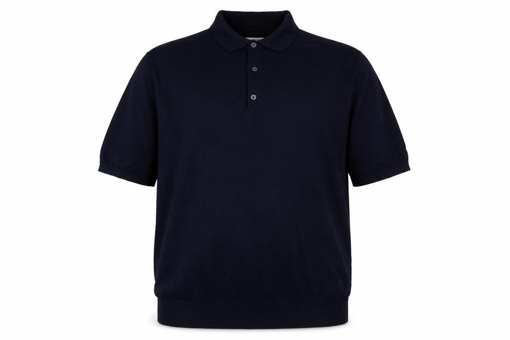 Autograph Men's Navy 3XL Merino Wool Short Sleeve Henley Jumper